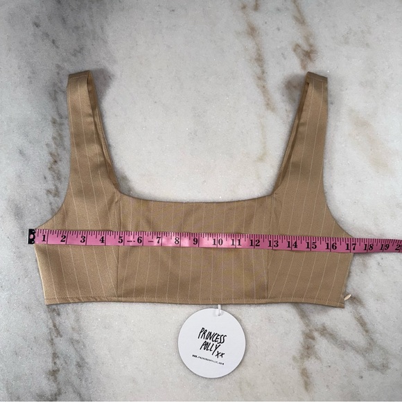 Princess Polly Beige Pinstripe Square Neck Crop Top - Picture 6 of 7